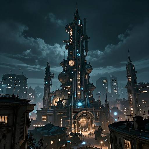 Supernatural Cyberpunk Steampunk Cityscape