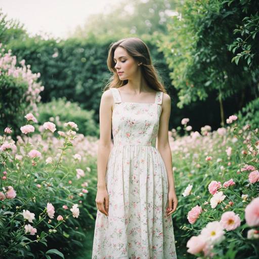 Elegant Woman in Blooming Garden