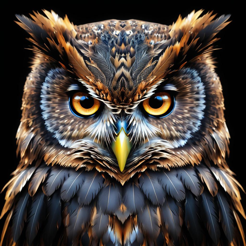 Majestic Wise Owl Digital Portrait