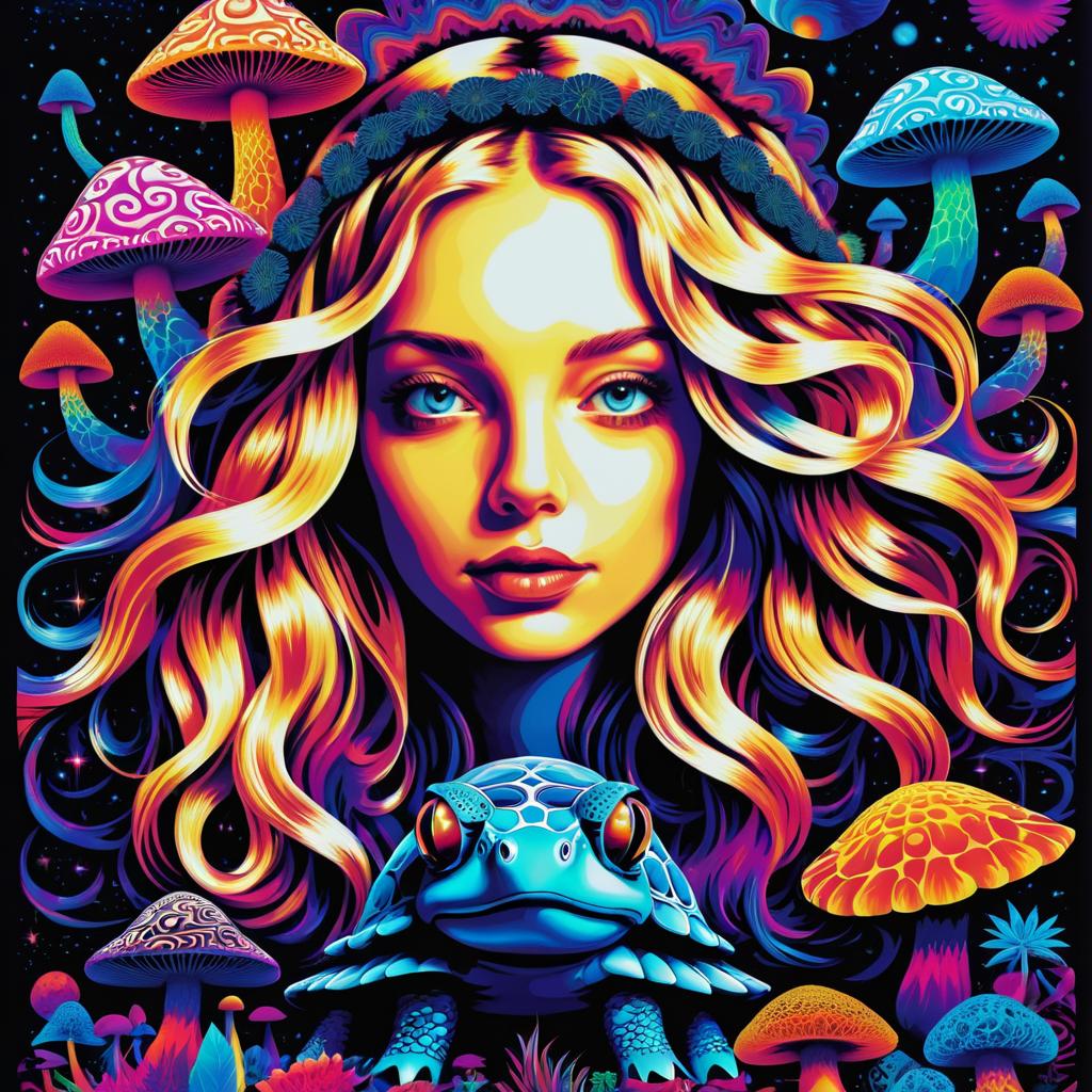 Vibrant Psychedelic Girl and Nature Scene