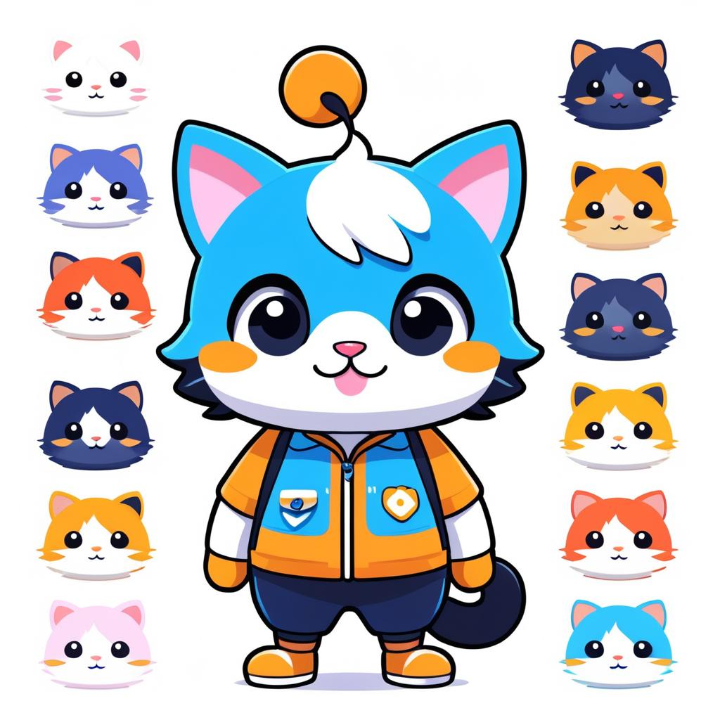 Cute 2D Cat Character Design