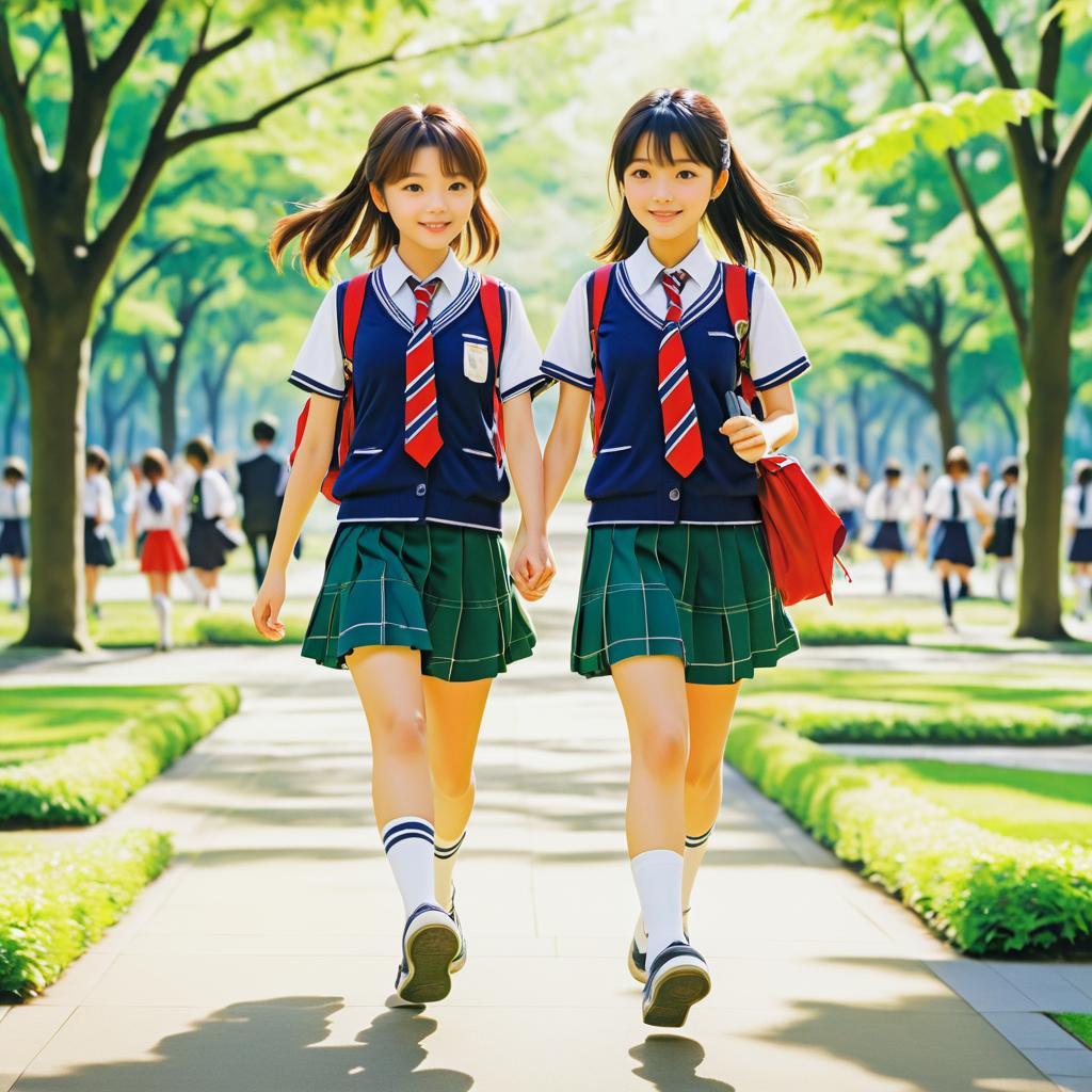 Cheerful Friendship in a Bustling Park