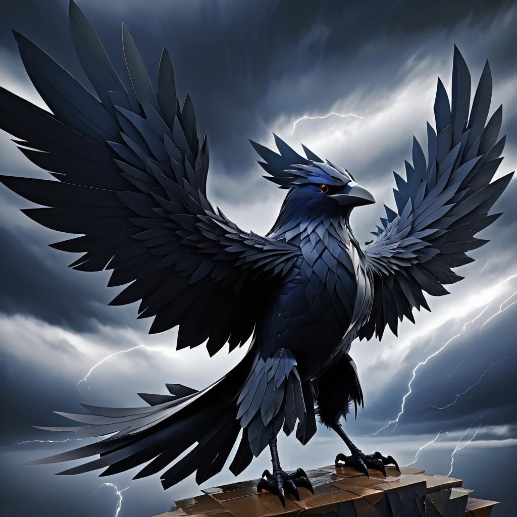 Dramatic Corviknight in Stormy Skies