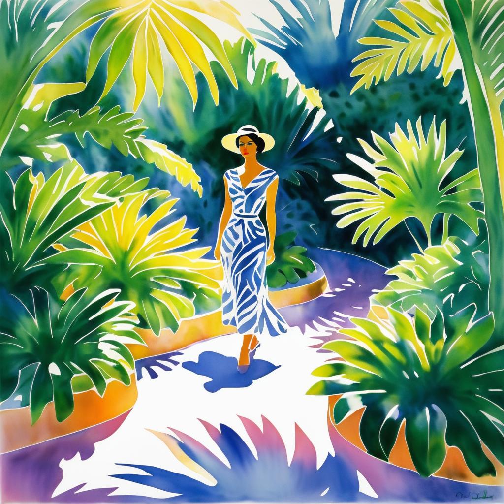 Impressionist Lady in Tropical Cove