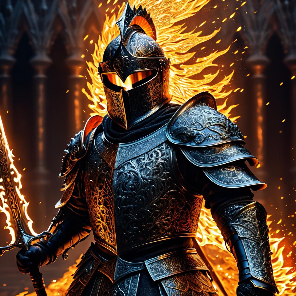 Fierce Knight in Fiery Chaos