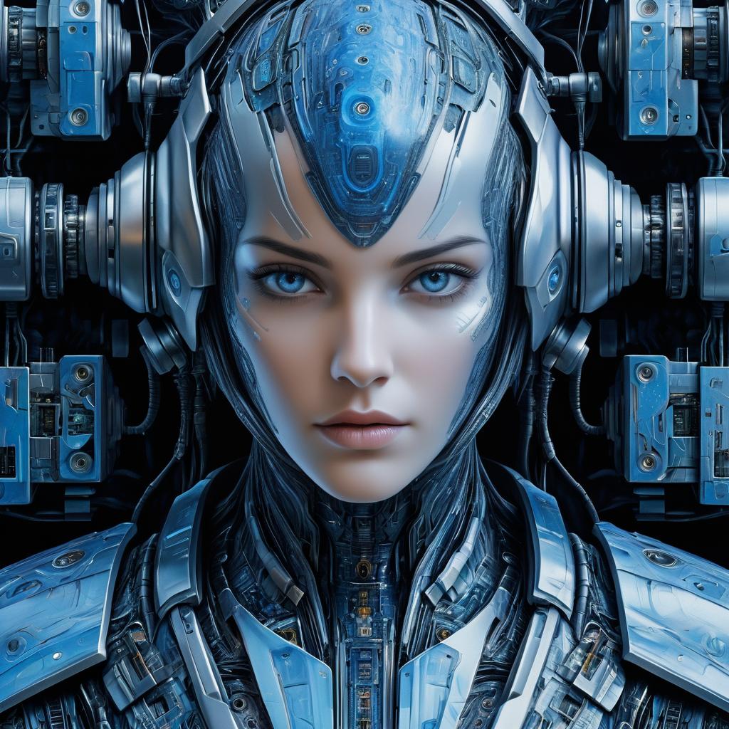 Futuristic Android in Oil Painting Style