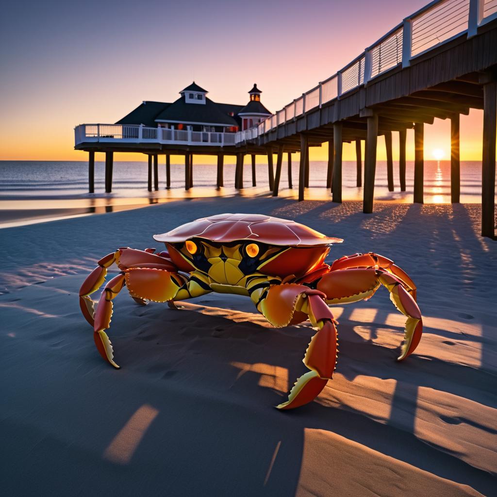 Giant Crab Sunset Attack on Boardwalk