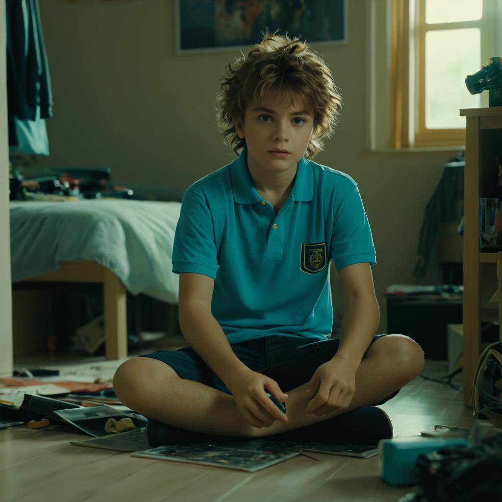 Alluring Boy in Bedroom Portrait