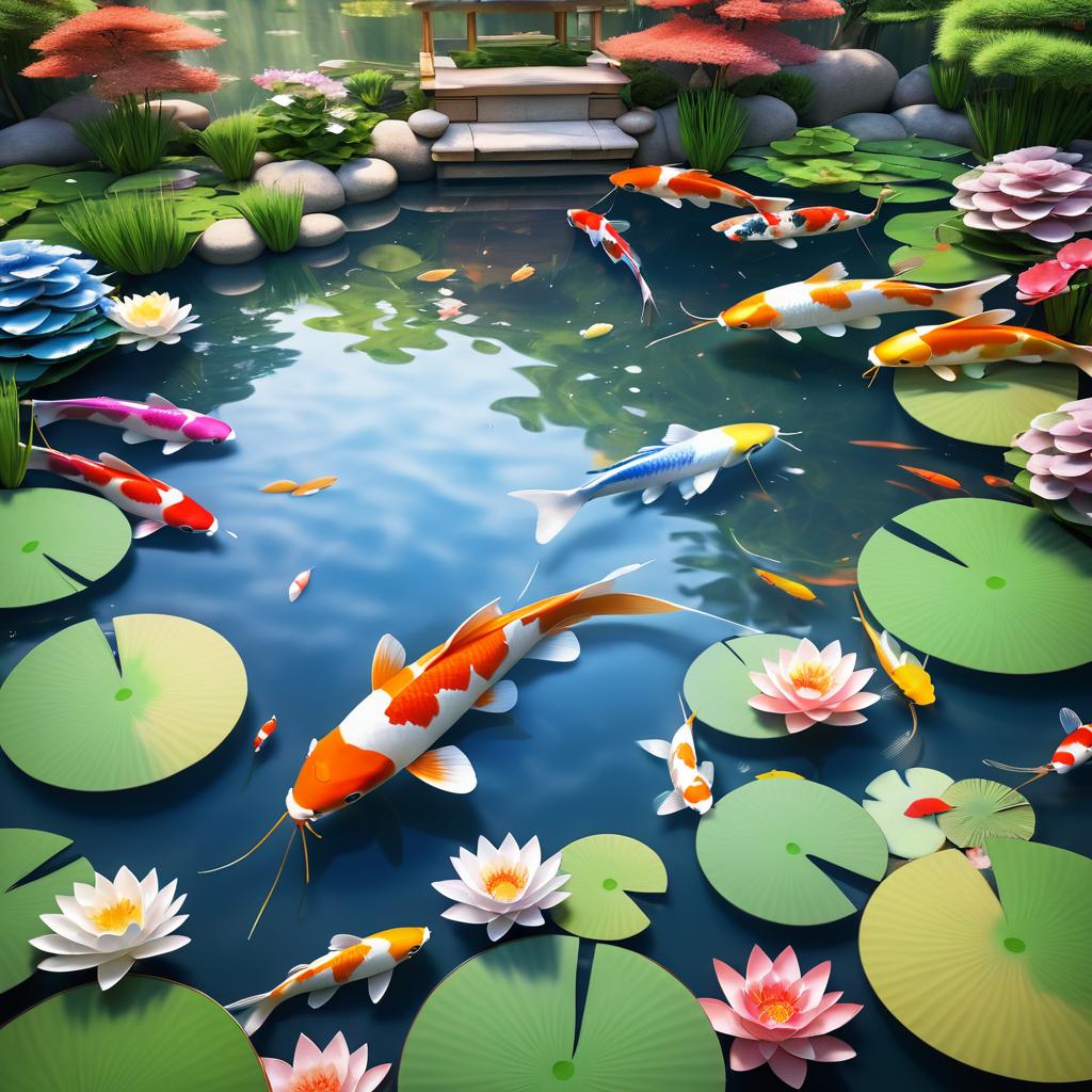 Tranquil Koi Pond in Artistic Serenity