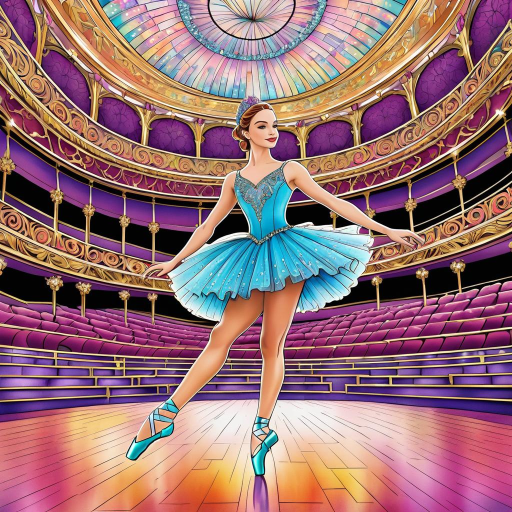 Elegant Ballerina in Grand Theater Scene