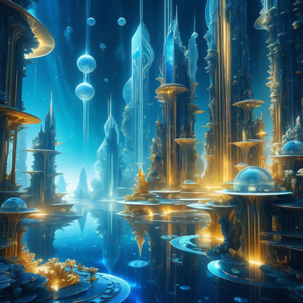 Surreal Underwater Cities in Futuristic Landscape