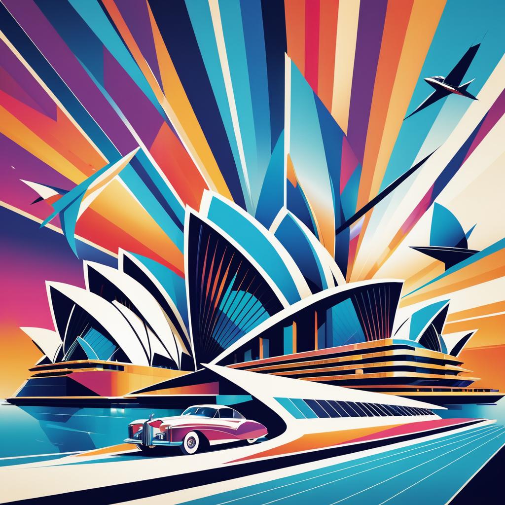 Glamorous Art Deco Sydney Opera House Scene