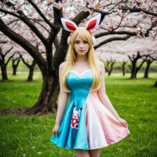 Blonde Pokemon Cosplay Under Cherry Blossoms