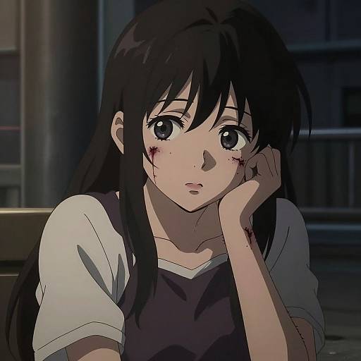 Somber Anime Self-Harm Scene