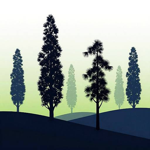 Surreal Silhouetted Forest Landscape