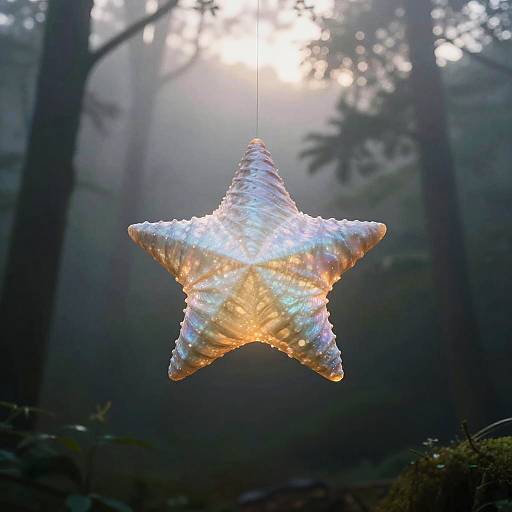 Mystical Starshell Over Misty Forest