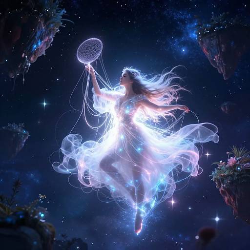 Ethereal Dreamweaver in Cosmic Landscape