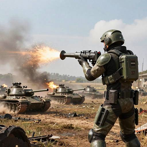 Exosuit Soldier vs Tank Formation