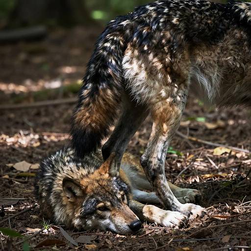 Wolves in Shady Forest Clearing