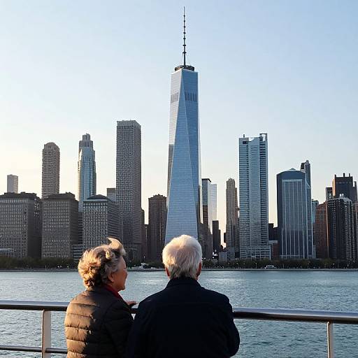 Elderly Couple Enjoying Chicago Skyline