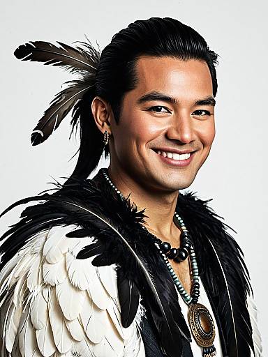 Smiling Male in Quill Feather Costume
