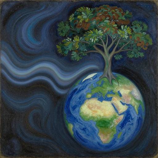 Impressionist Cosmic Tree Landscape