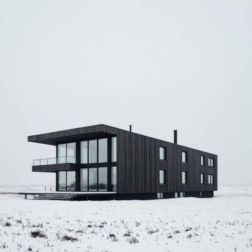 Scandinavian Minimalist Wooden House in Snow