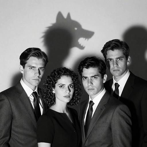 Intense Group Portrait with Wolf Shadow