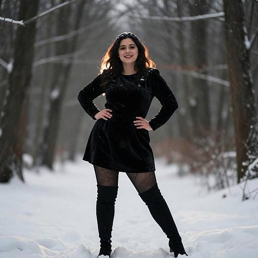 Seductive Winter Dance in Snowy Forest