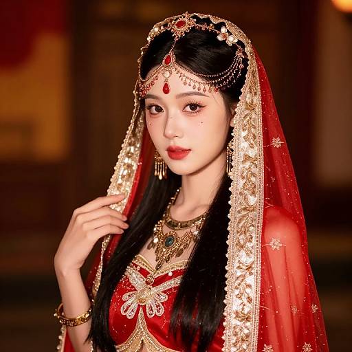 Traditional Red and Gold Attire