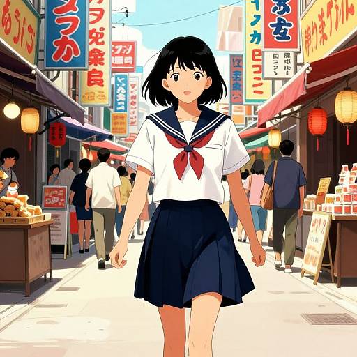 Retro 90s Japanese Schoolgirl Street