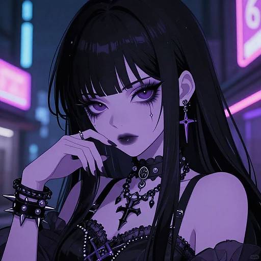 Stylized Gothic Anime Girl Portrait