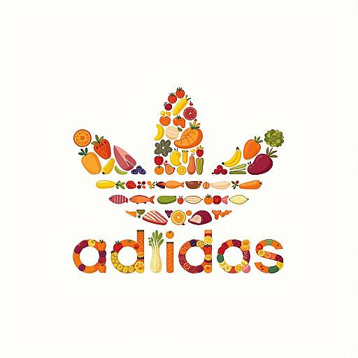 Colorful digital logo featuring various fruits and vegetables forming a crown above the word 