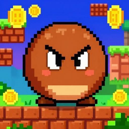 Retro Goomba Pixel Art Scene