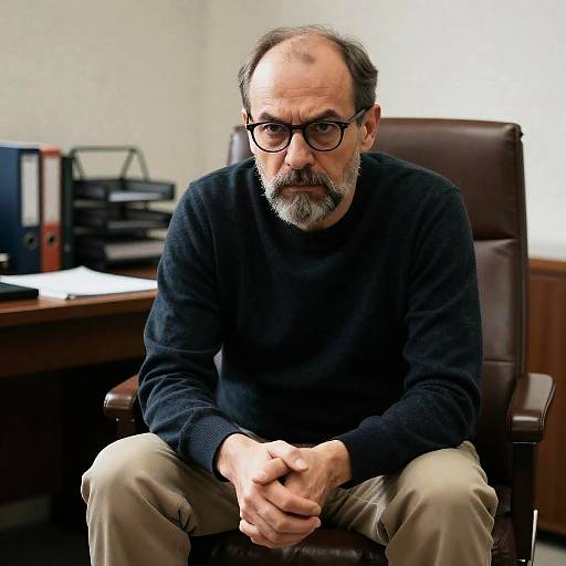 Intense Middle-Aged Man in Office Setting