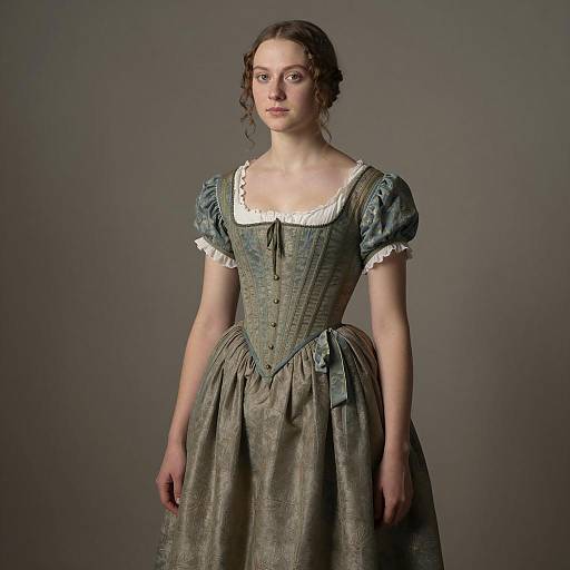 Young Woman in Vintage Dress Portrait