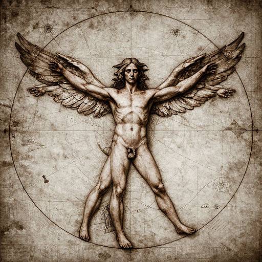 Dark Vitruvian Winged Horror