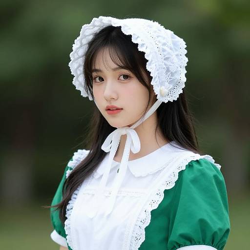 Woman in Green and White Dress