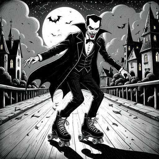 Surreal Black and White Dracula Comic Art