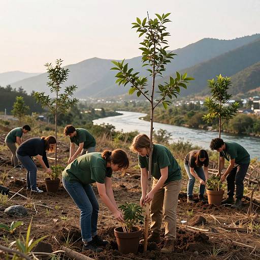 Eco Activists Reforesting at Dawn