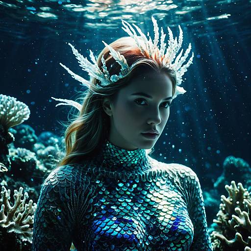 Ethereal Mermaid of Glowing Sea Crystal