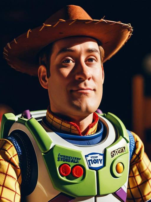 Man in Toy Story Woody and Buzz Lightyear Costume