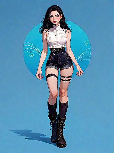 Stylish Woman in Casual Outfit Full Body Illustration