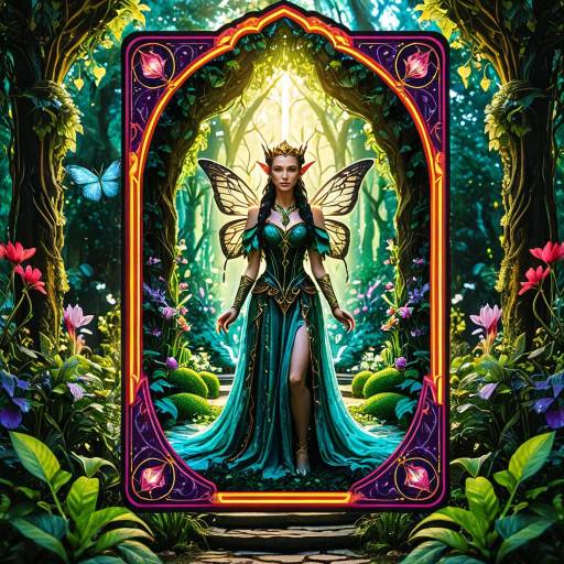 Elf Queen Tarot Card in Enchanted Garden