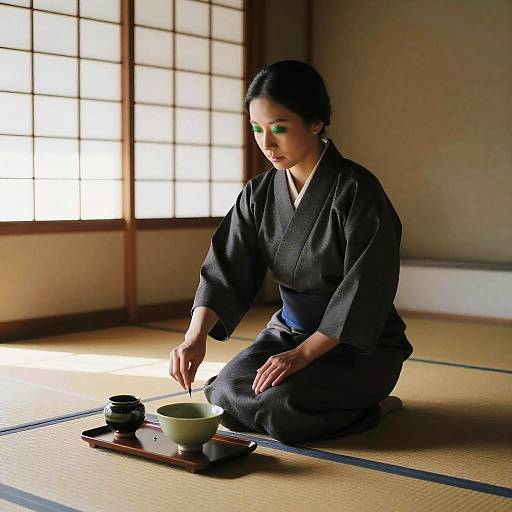 Serene Japanese Tea Ceremony Scene