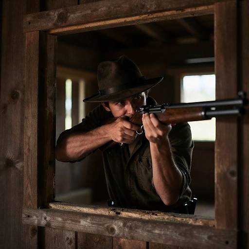Intense Focus: Shooter in Dim Barn