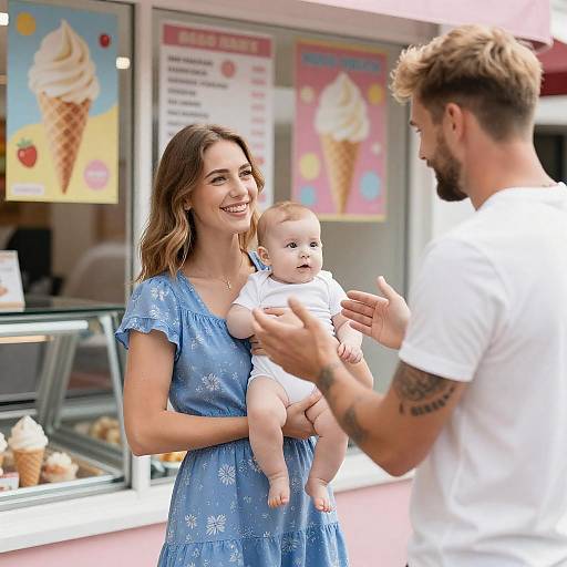 Joyful Family Moment at Ice Cream Shop