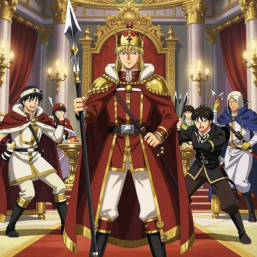 Royal Guards Protecting King in Ornate Palace