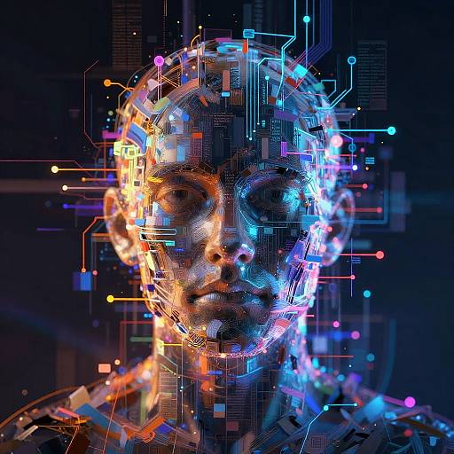 Abstract AI Human Face Animation