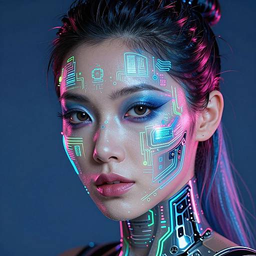 Cyberpunk Prosthetic Face Portrait